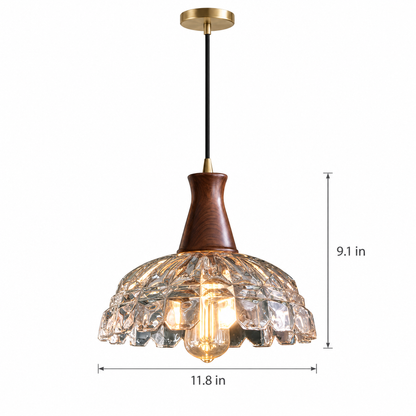 Lavisa - Blossom Glass Pendant Light With Wood