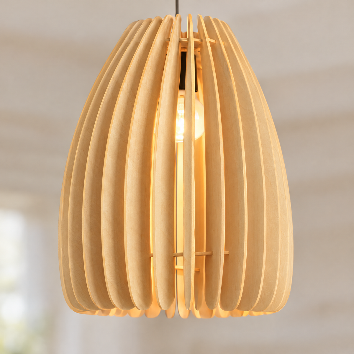 Lavisa - Rustic Handmade Wood Slat Pendant Light