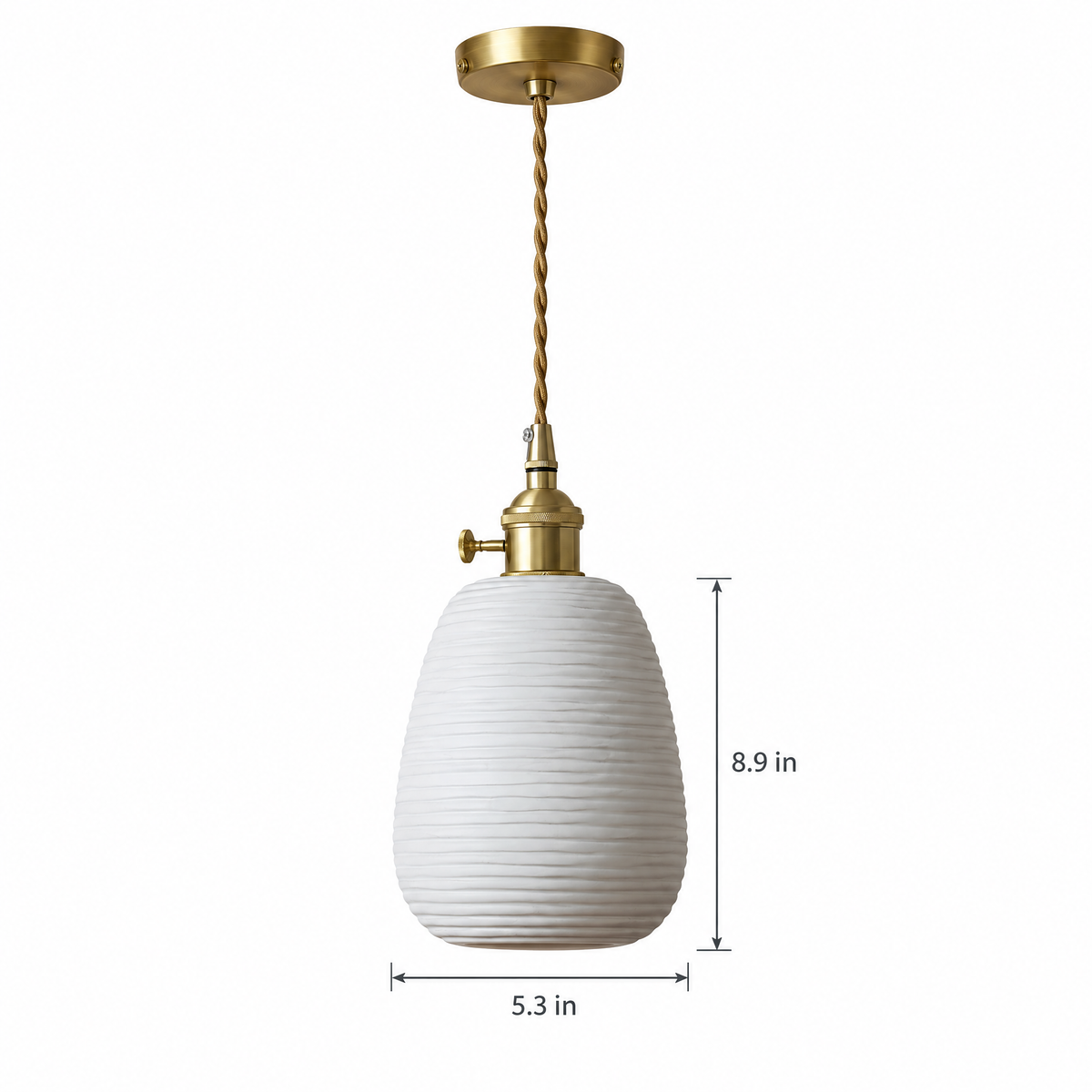 Lavisa - Striped Ceramic Pendant Light with Brass
