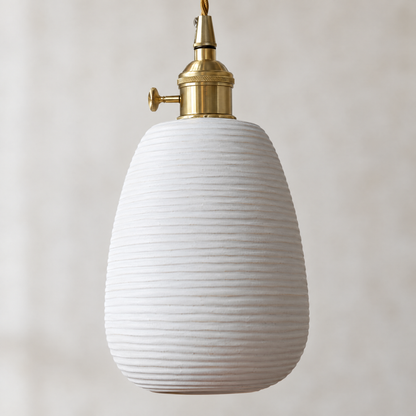 Lavisa - Striped Ceramic Pendant Light with Brass