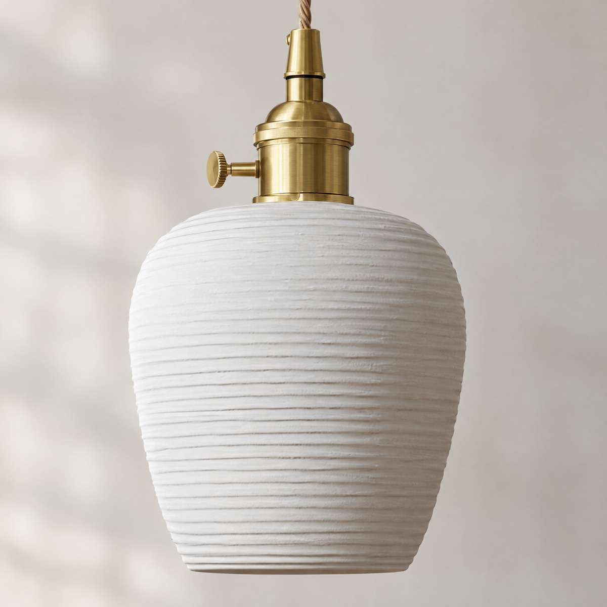 Lavisa - Striped Ceramic Pendant Light with Brass