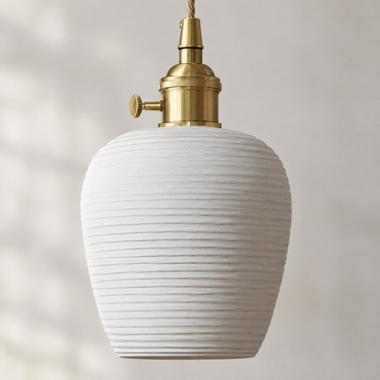 Lavisa - Striped Ceramic Pendant Light with Brass