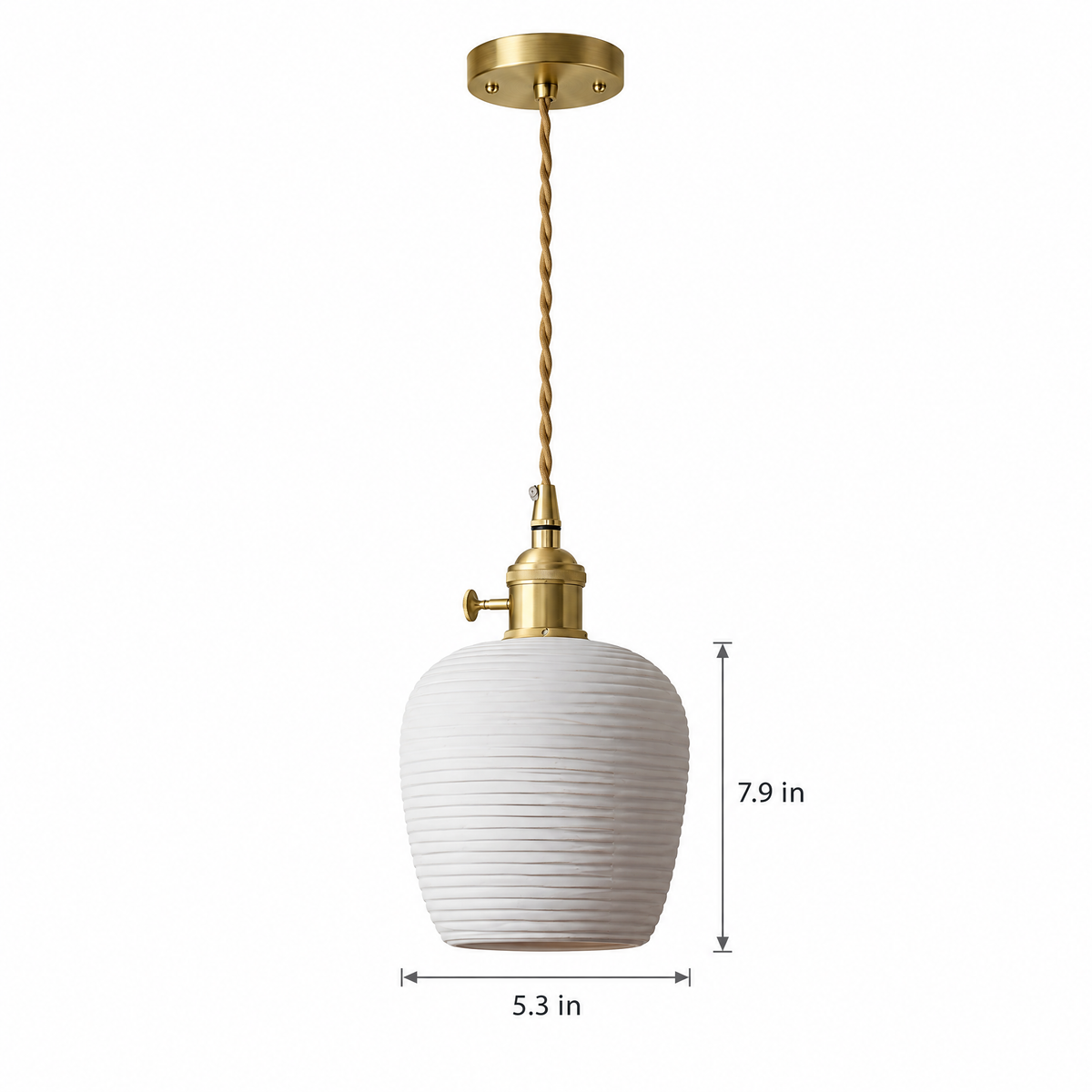 Lavisa - Striped Ceramic Pendant Light with Brass