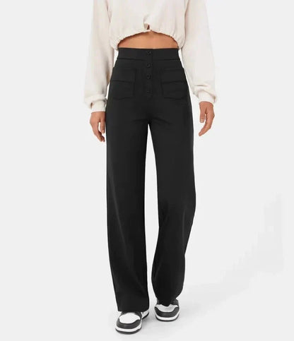 Lavisa - Women's Stretch Tailored Pants - High Waist Straight Leg Everyday Trousers