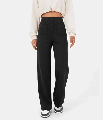Lavisa - Women's High Waist Leisure Pants Stretch Pocket Casual Trousers