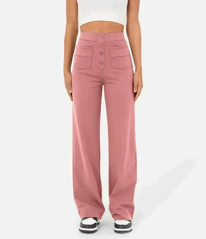 Lavisa - Women's Stretch Tailored Pants - High Waist Straight Leg Everyday Trousers