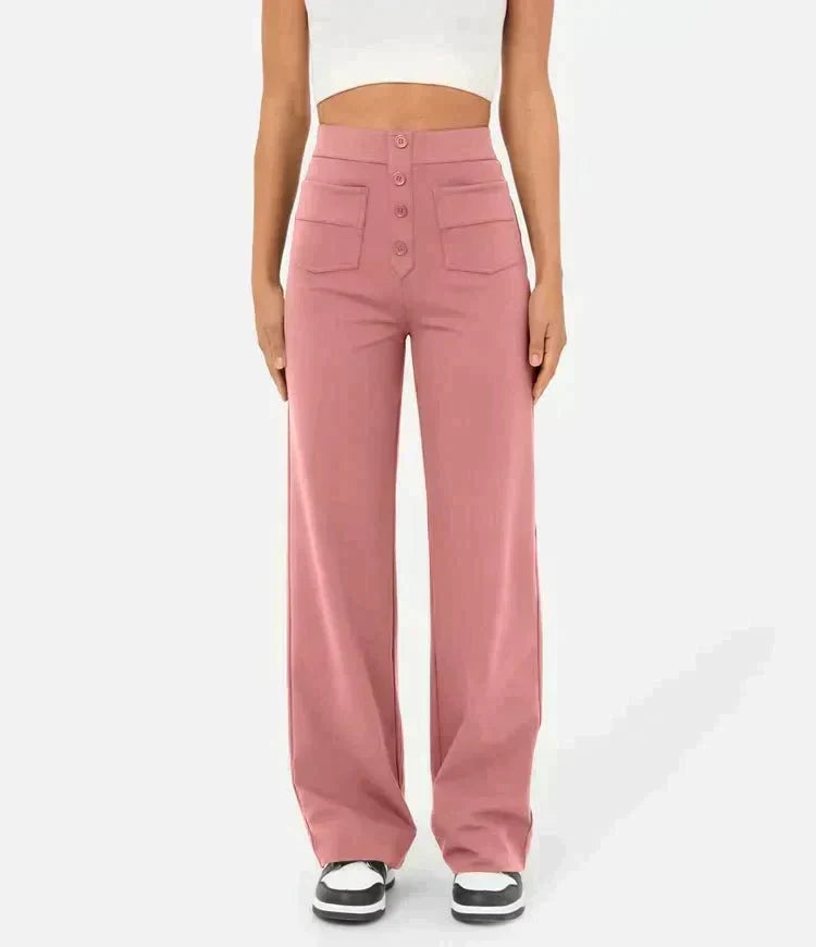 Lavisa - Women's High Waist Leisure Pants - Stretch Relaxed Fit Trousers