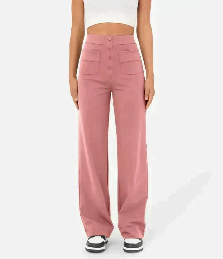 Lavisa - Women's High Waist Stretch Pull-On Pants - Casual Elastic Trousers