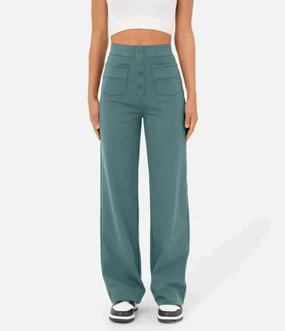 Lavisa - Women's Stretch Tailored Pants - High Waist Straight Leg Everyday Trousers