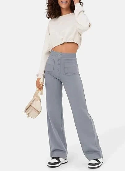 Lavisa - Women's High Waist Stretch Pull-On Pants - Casual Elastic Trousers