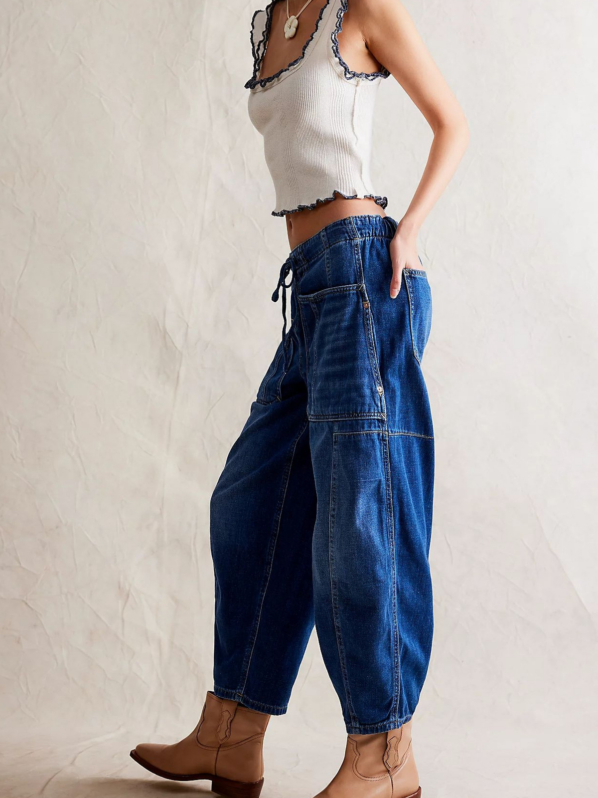 Lavisa - Relaxed Pull-On Cotton Denim Jeans