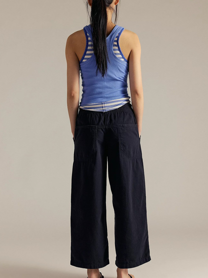 Lavisa - Relaxed Drawstring Denim Crop Jeans