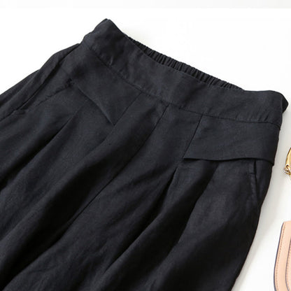 Lavisa - High Waisted Linen Wide Leg Trousers