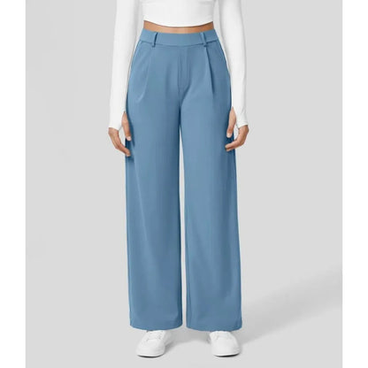 Lavisa - Women's High-Waisted Straight Leg Stretch Pants - Smart Casual Office Trousers