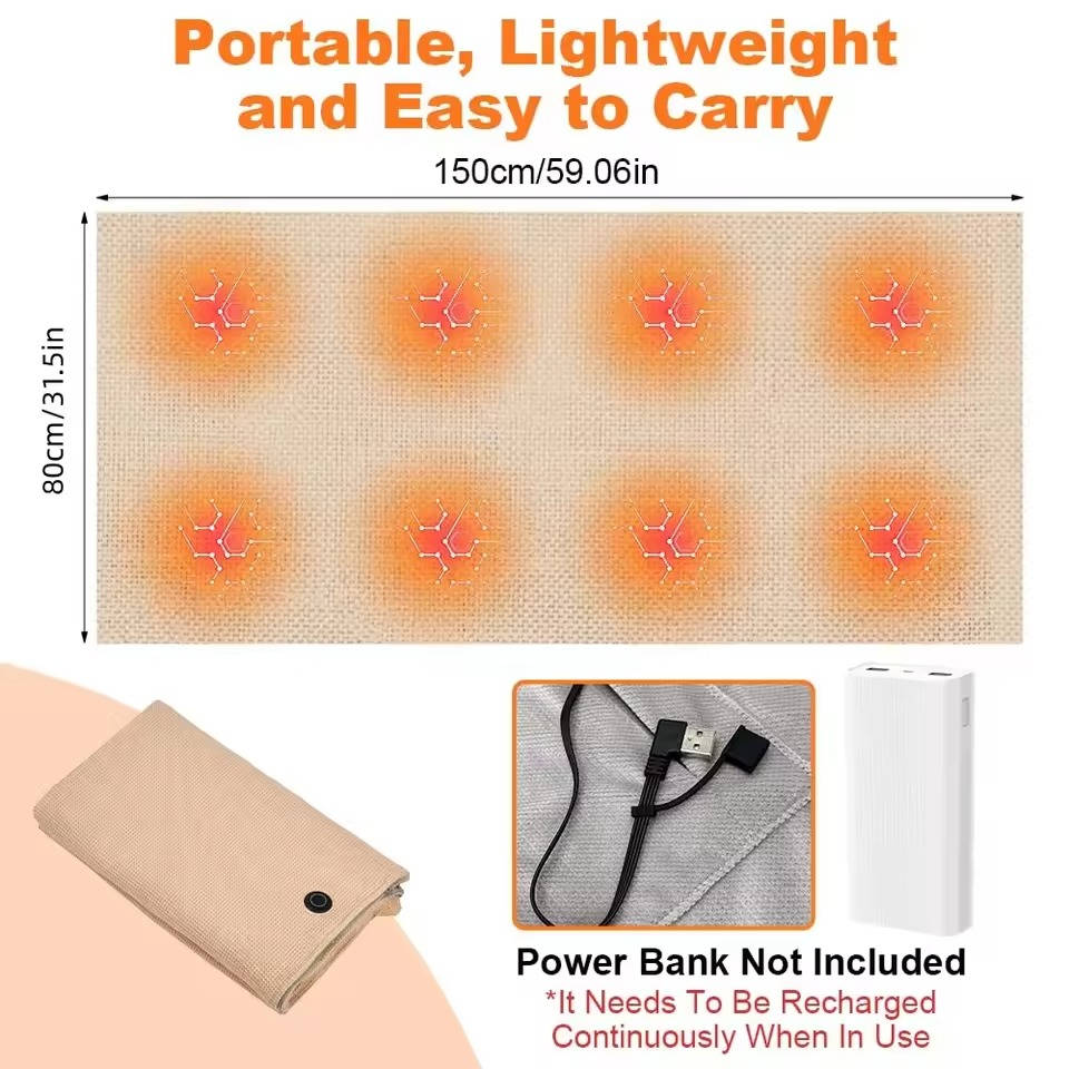 Lavisa - Portable Heated Shawl Blanket with USB Charging and Adjustable Temperature