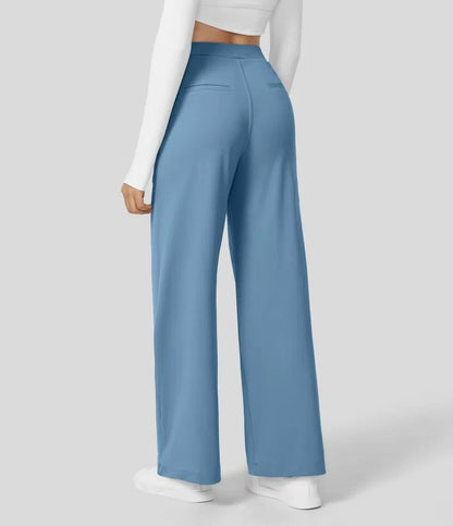 Lavisa - Women's High-Waisted Straight Leg Stretch Pants - Smart Casual Office Trousers