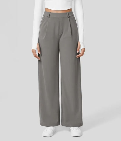 Lavisa - Women's High-Waisted Straight Leg Stretch Pants - Smart Casual Office Trousers