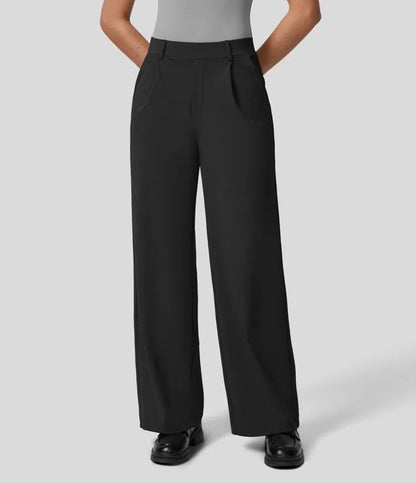 Lavisa - Women's High-Waisted Straight Leg Stretch Pants - Smart Casual Office Trousers