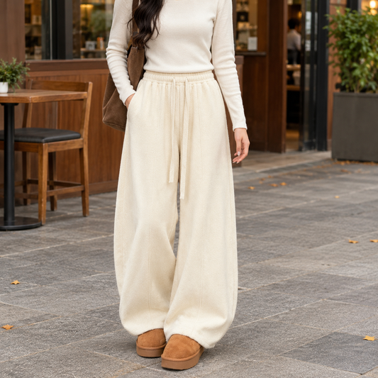 Lavisa - Women's Relaxed Pull-On Pants - High-Waist Curved Leg