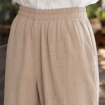 Lavisa - Miriam Women's Cropped Tulip Hem Pants - Cotton Linen Blend
