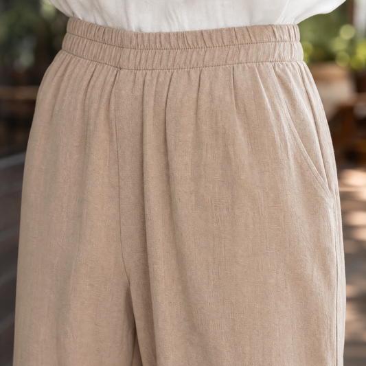 Lavisa - Miriam Women's Cropped Tulip Hem Pants - Cotton Linen Blend