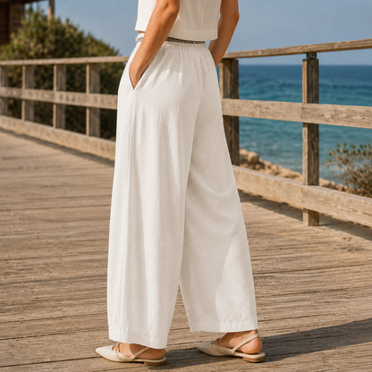 Lavisa - Ingrid Women's Ankle Length Wide Leg Linen Blend Pants