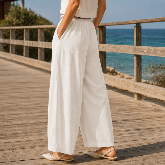 Lavisa - Ingrid Women's Ankle Length Wide Leg Linen Blend Pants