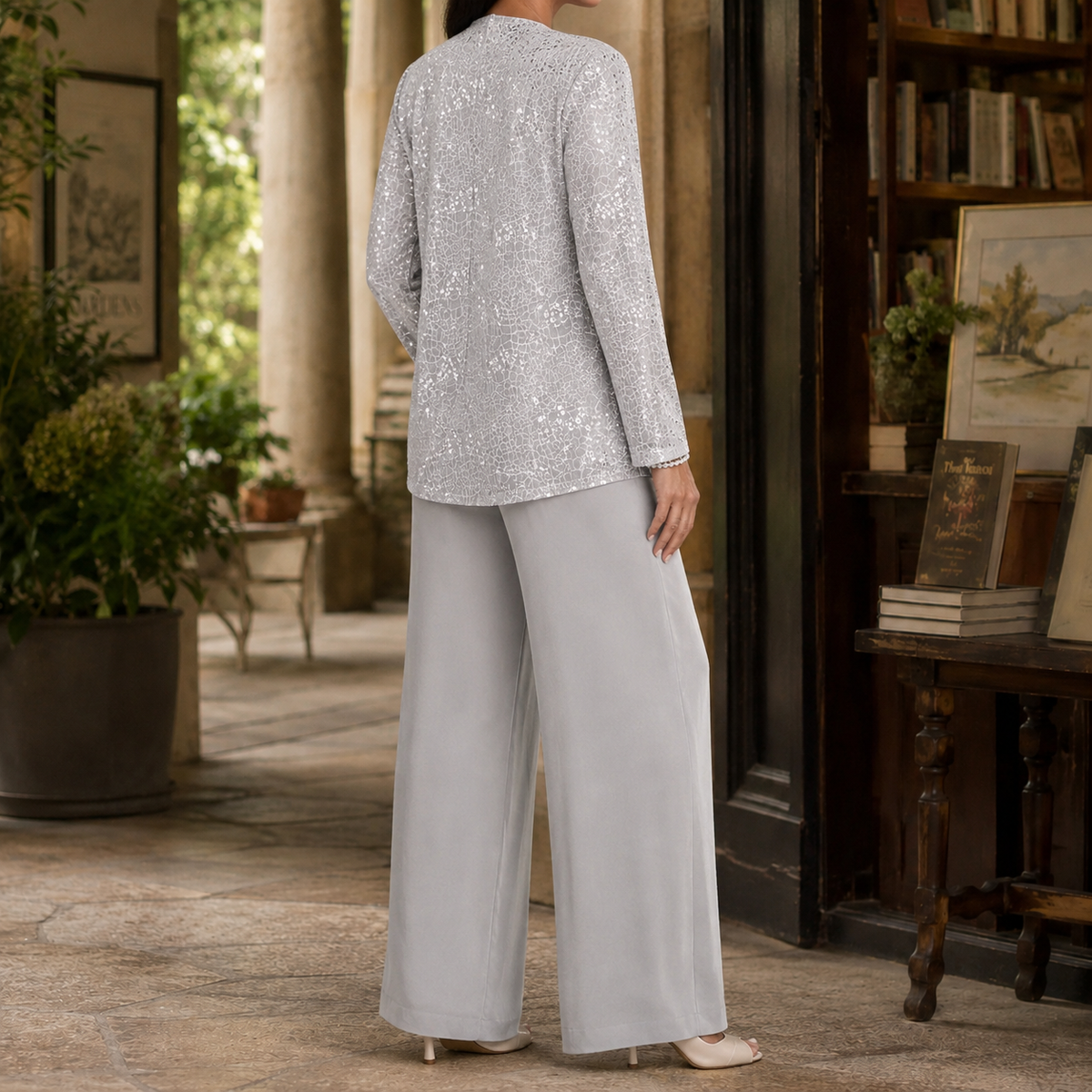 Lavisa - Vivienne Sequin Three-Piece Wide-Leg Pants Set