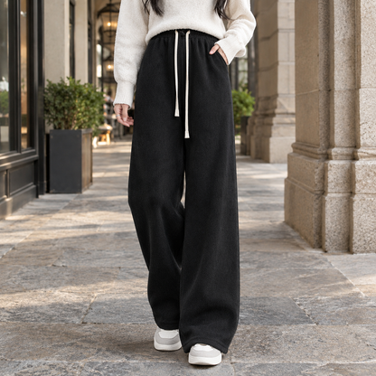 Lavisa - Modesty Women's Fleece Lined Ribbed Wide Leg Pants