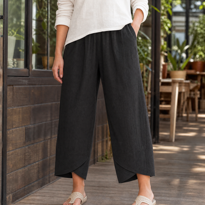 Lavisa - Miriam Women's Cropped Tulip Hem Pants - Cotton Linen Blend