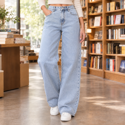 Lavisa - Leila Women's High Rise Wide Leg Denim Jeans