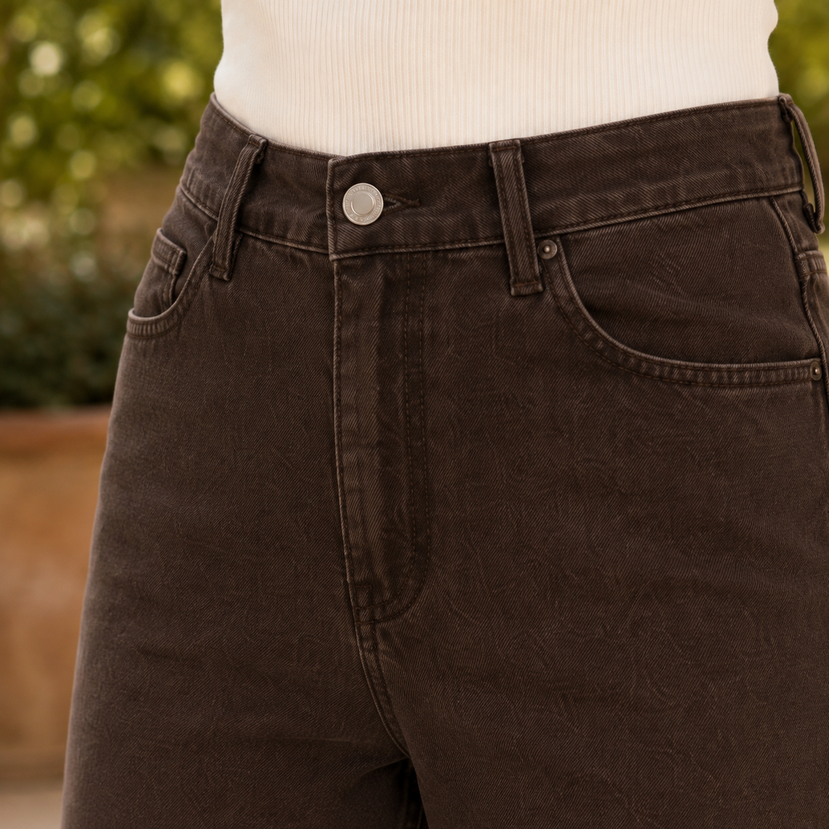 Lavisa - Zelda High-Rise Wide-Leg Brown Denim Jeans