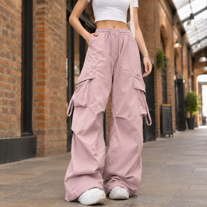 Lavisa - Heloise Women's Wide Leg Cargo Pants with Elastic Waist