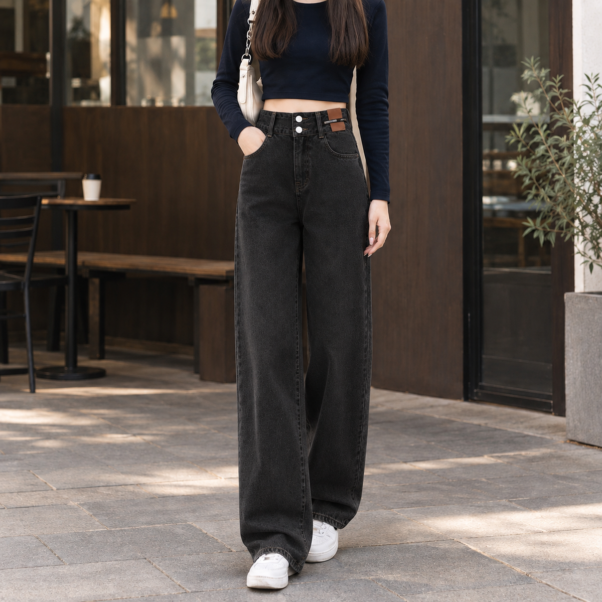 Lavisa - Women's High-Rise Wide Leg Jeans - Cotton Denim Blend