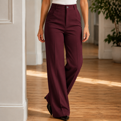 Lavisa - Iris Women's Tailored Wide Leg Straight Pants with Creases