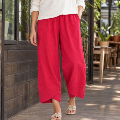 Lavisa - Miriam Women's Cropped Tulip Hem Pants - Cotton Linen Blend
