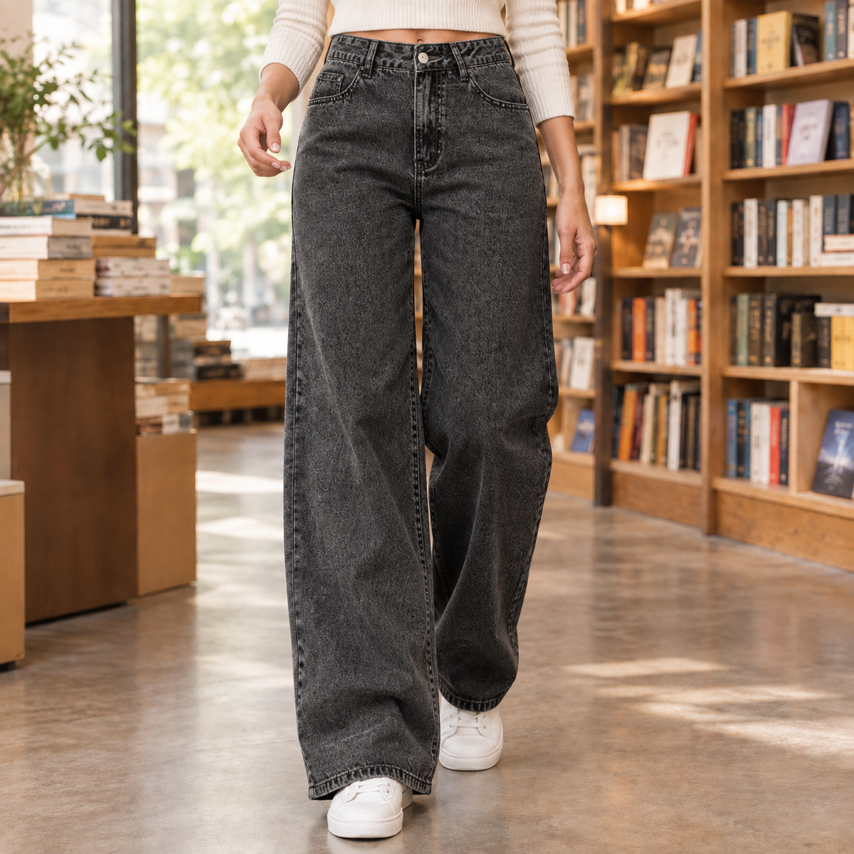 Lavisa - Leila Women's High Rise Wide Leg Denim Jeans