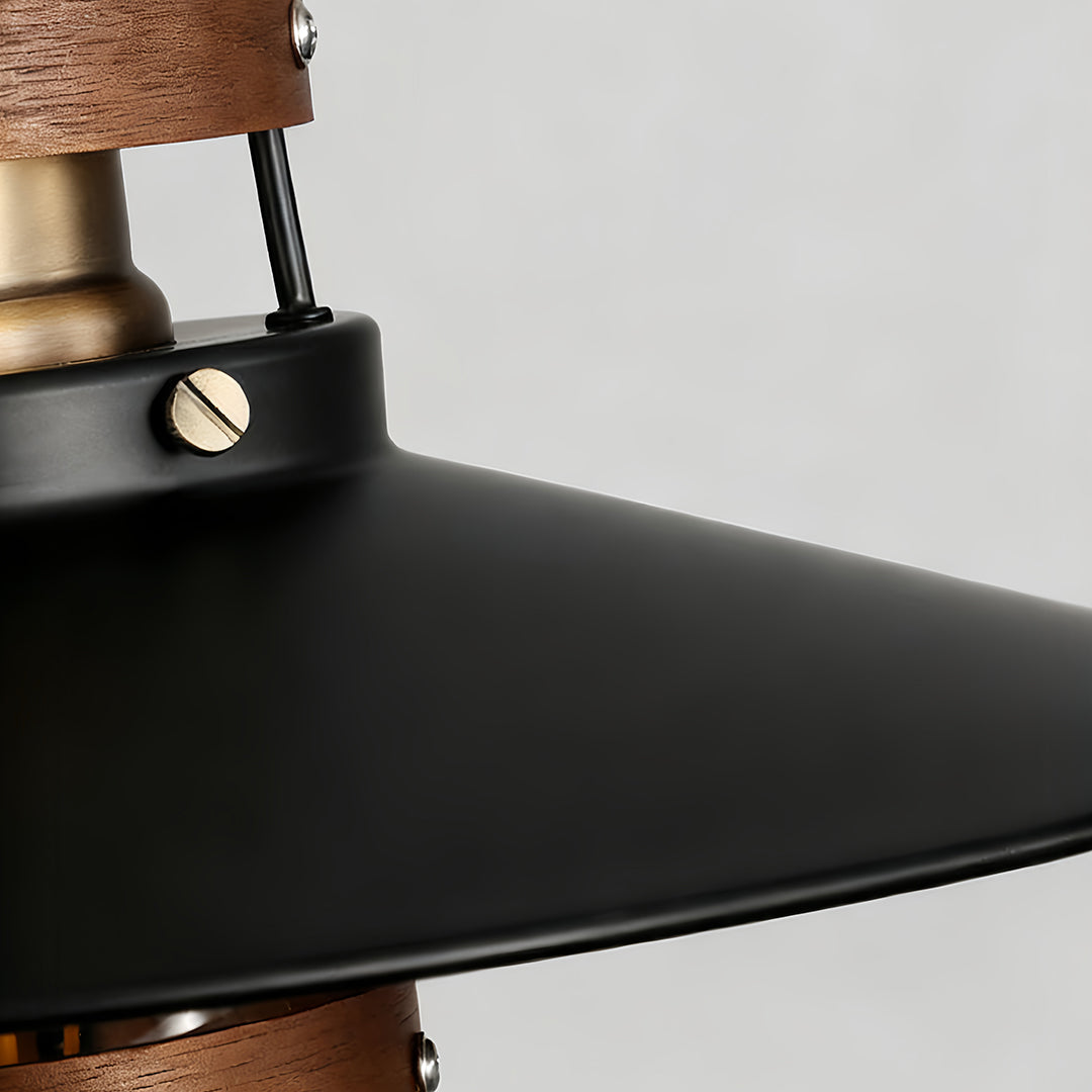 Lavisa - Vintage Iron Farmhouse Pendant Light with Walnut Accents