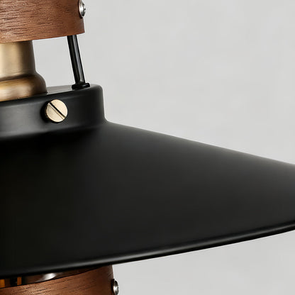 Lavisa - Vintage Iron Farmhouse Pendant Light with Walnut Accents