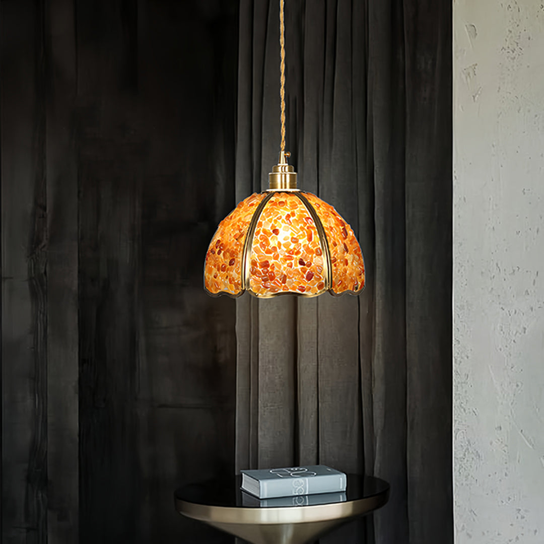 Lavisa - Small Crystal Dome Pendant Light Dimmable Copper Fixture