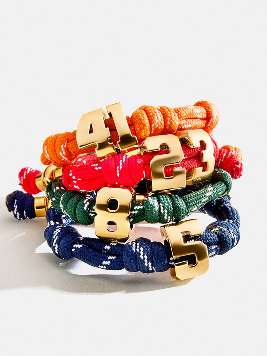 Lavisa personalized varsity number paracord bracelet with adjustable pull tie