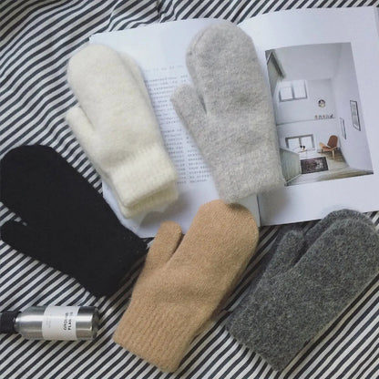 Lavisa - Cashmere Knit Winter Mittens with Faux Fur Trim