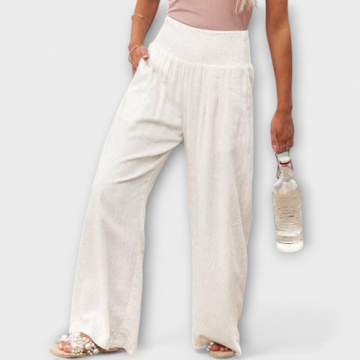 Lavisa - Casual Wide Leg Mid Rise Pants