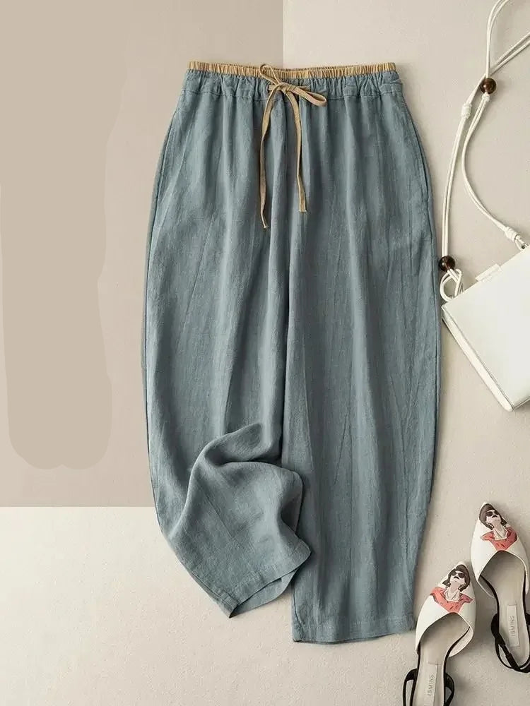 Lavisa - Chambray Linen Tapered Pants