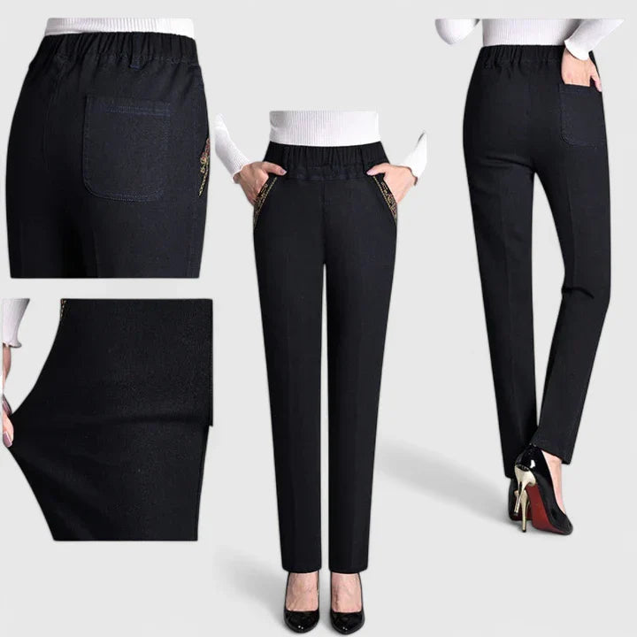 Lavisa - Comfortable High Waist Straight Leg Pants for Women