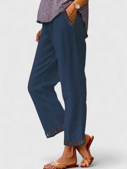 Lavisa - Contrast Trim Cropped Pants
