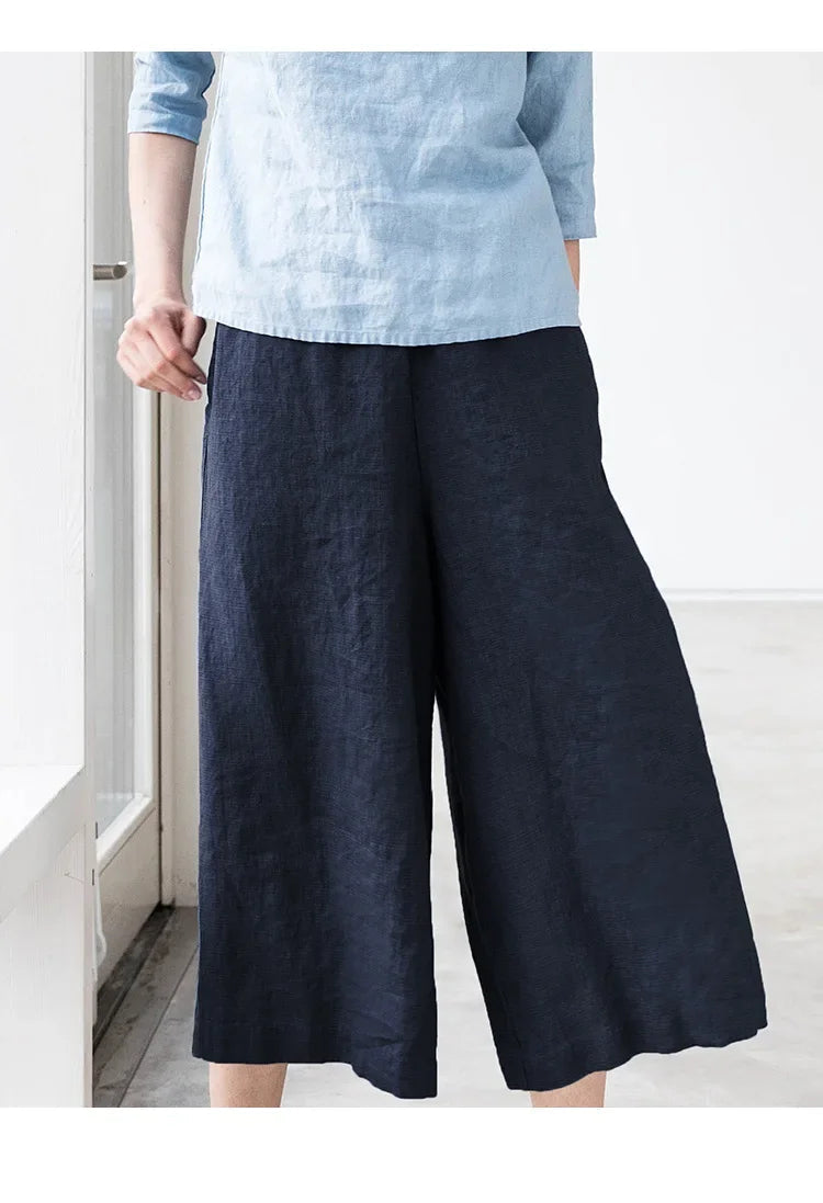 Lavisa - Cropped Wide Leg Linen Pants