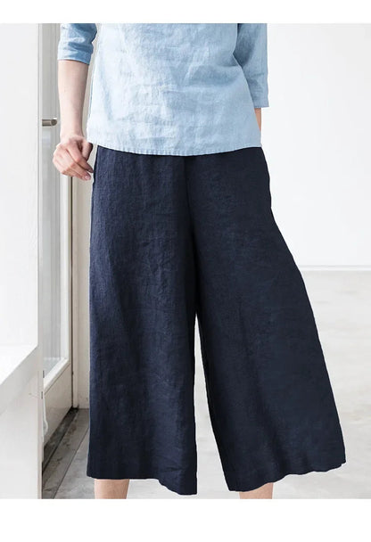 Lavisa - Cropped Wide Leg Linen Pants