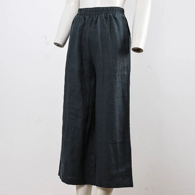 Lavisa - Cropped Wide Leg Linen Pants
