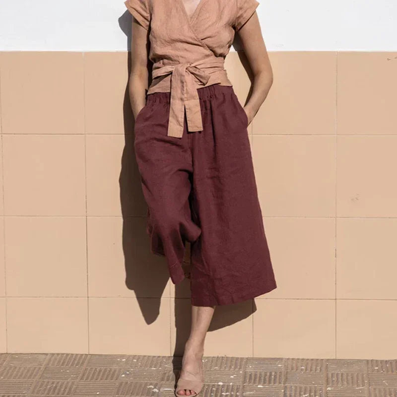 Lavisa - Cropped Wide Leg Linen Pants